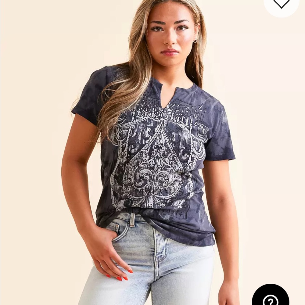 Affliction Gray Graphic Fitted Short Sleeve Tee